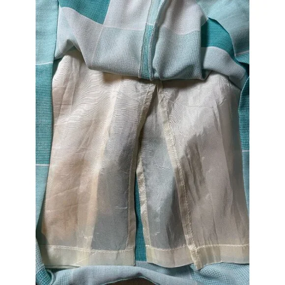 Vintage Mid Century Pleated Blue Checkered Pattern Knee Length Lined Skirt S/M - Picture 5 of 6